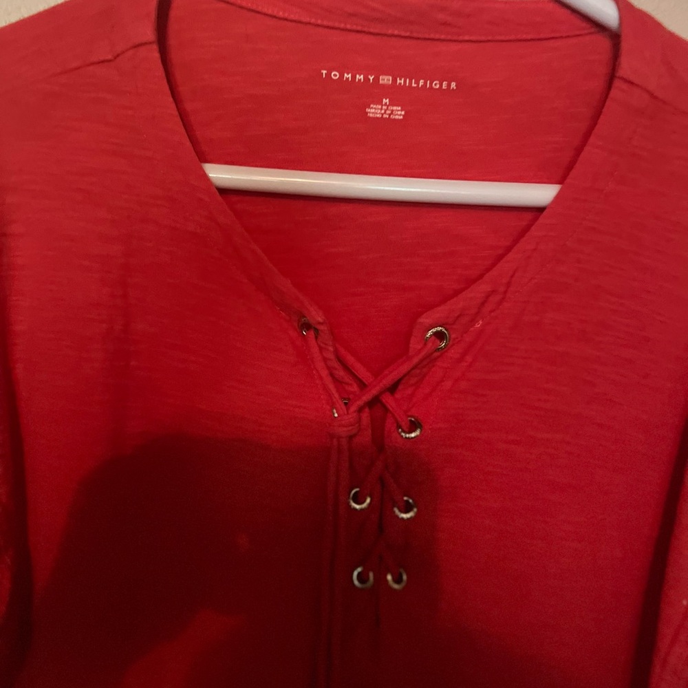 Tommy Hilfiger Women's Scarlet Lace-Up Blouse